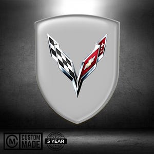 3D Domed Corvette Sticker Resin Car Emblem Shield Logo Badge Self Adhesive Tuning Accessory for Flat Surfaces