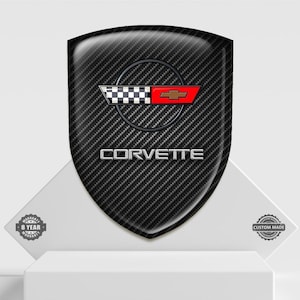 Corvette Shield Emblem Sticker Domed Resin Car Logo Badge Self Adhesive for Exterior Surfaces