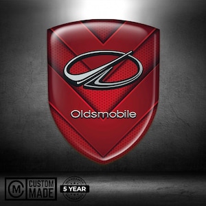 Oldsmobile Car Emblem Sticker Domed Resin Shield Badge Self Adhesive Logo for Flat Surfaces Like Laptops or Cars
