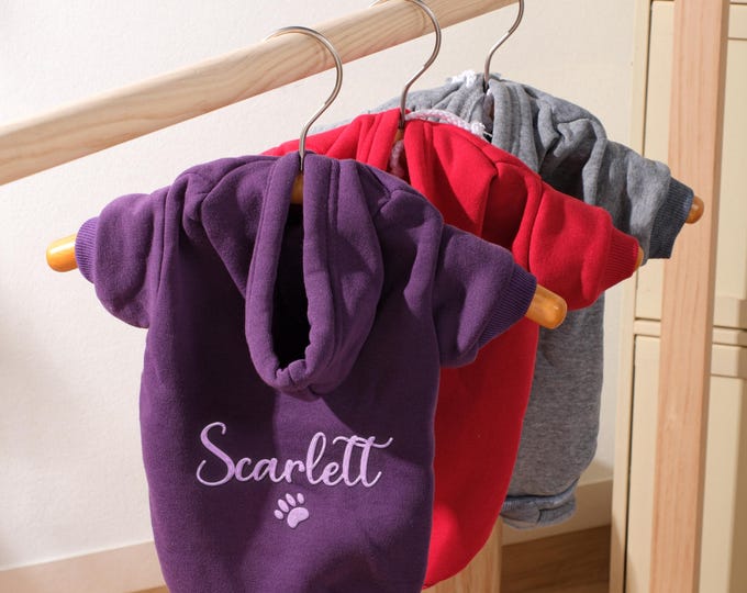 Personalized Embroidered Hoodie: Custom Pet Name, Sports Hoodie for Dogs,Paw Print