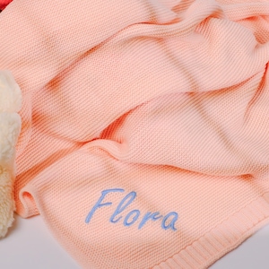 Personalized Embroidered Baby Blanket: Soft Cotton Knit, Newborn Gift