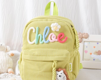 Personalized Corduroy Toddler Backpack: Custom Name Preschool Bag