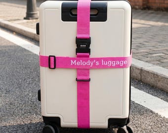 Personalized Embroidered Luggage Strap, Custom Name Cross Suitcase Belt, Travel Bag Identifier