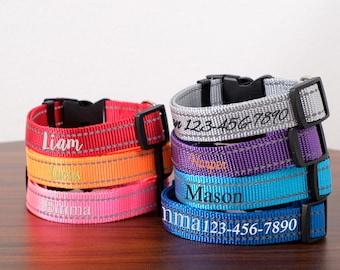 Personalized Embroidered Dog Collar, Custom Name Pet ID Tags, Adjustable Pet Neckwear
