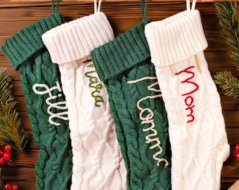 Personalized Knit Christmas Stocking: Custom Embroidered Holiday Decor