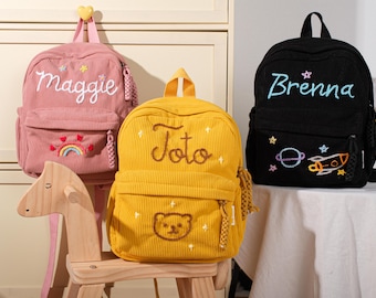 Personalized Toddler Backpack: Custom Embroidered Corduroy Preschool Bag