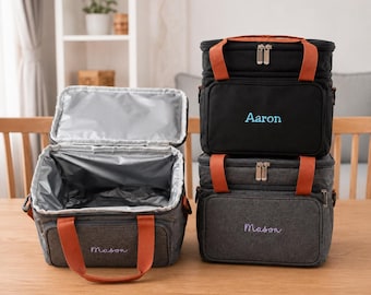 Custom Embroidered Cooler Bag, Personalized Oxford Lunch Tote, Insulated Picnic Bag