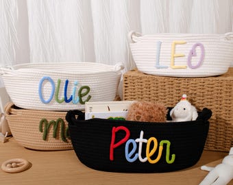 Personalized Baby Keepsake Basket – Handwoven Nursery Organizer & Shower Gift