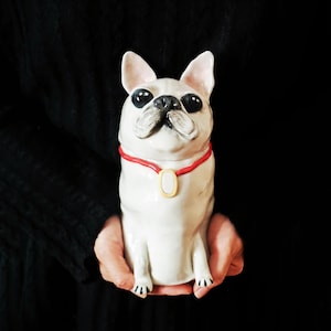 Handmade Ceramic Pet Urn: Personalized Dog Portrait Memorial