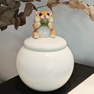 Handmade Ceramic Hamster Urn: Personalized Pet Portrait Memorial
