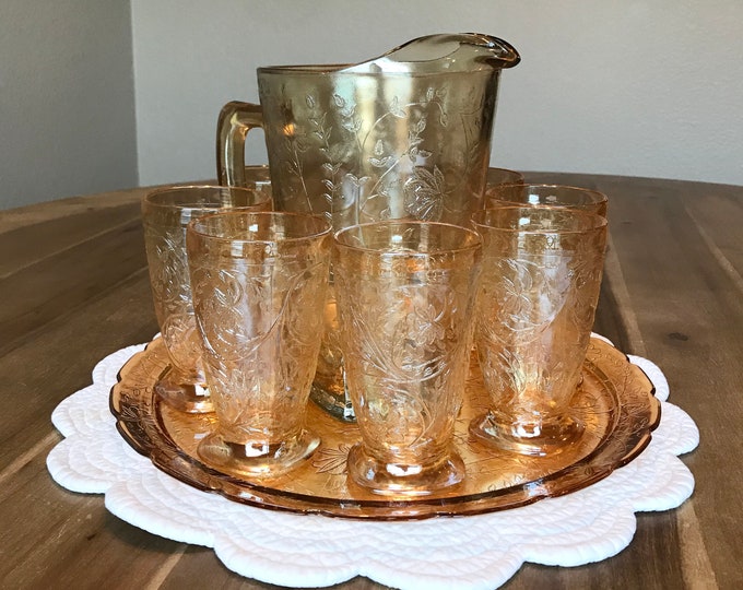 Complete Vintage Iced Tea Set by Louisa Floragold Pattern