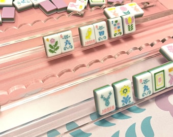 Clear Scalloped Mahjong Racks with Magnetic Pusher - 20 inch - Acrylic - Set of 4