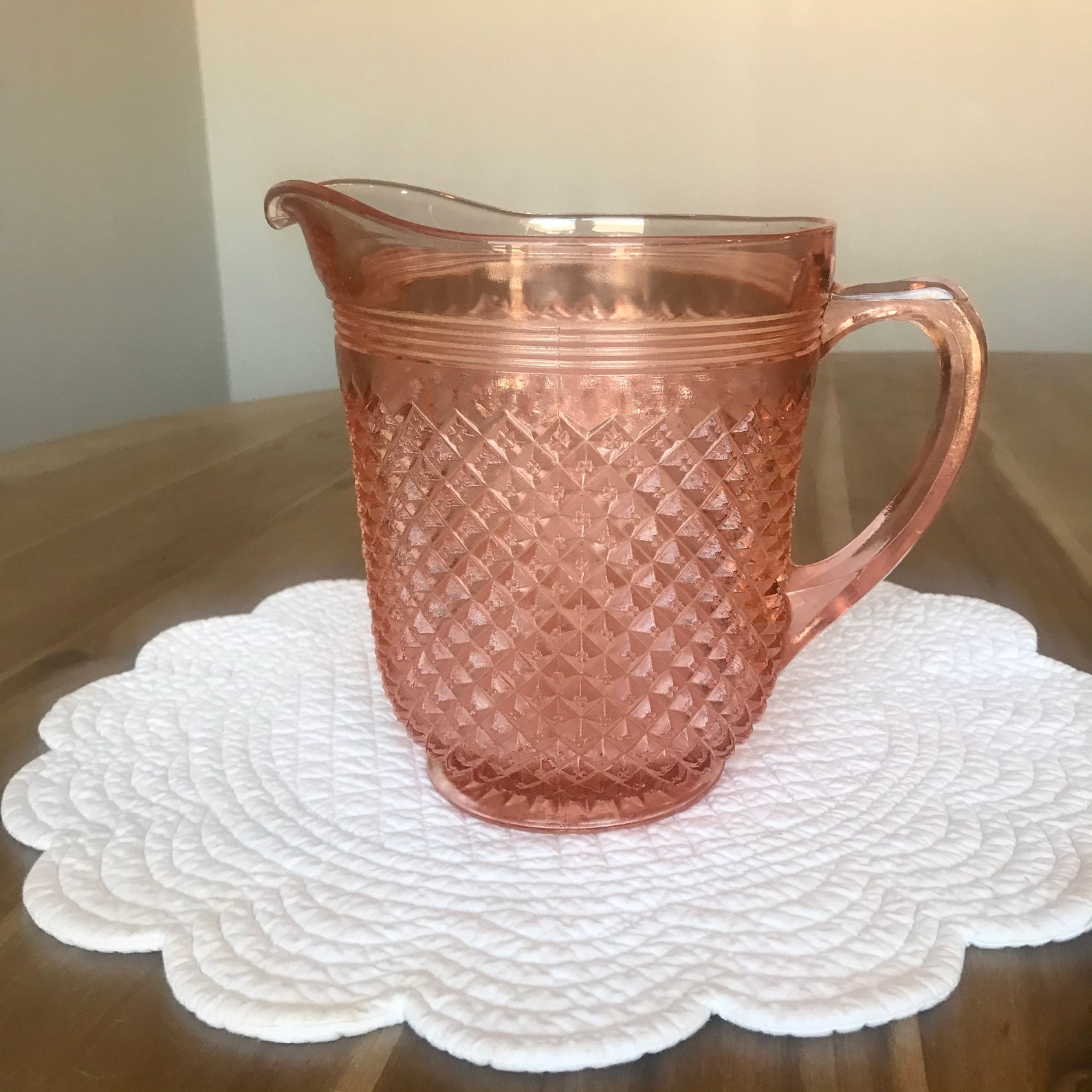 Vintage Pink Miss America Depression Glass Pitcher by Anchor Etsy