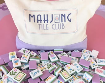 Mahjong Tile Set - Nordic Spring Design - 4 layer Lilac