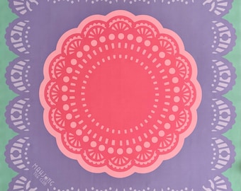 Mahjong Mat - Afternoon Tea Design - Pink, Purple and green - Mahjong Tile Club