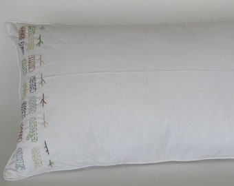 Embroidered Log Oblong Cushion Cover
