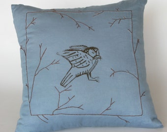 SALE Owl Block Print Cushion Pillow