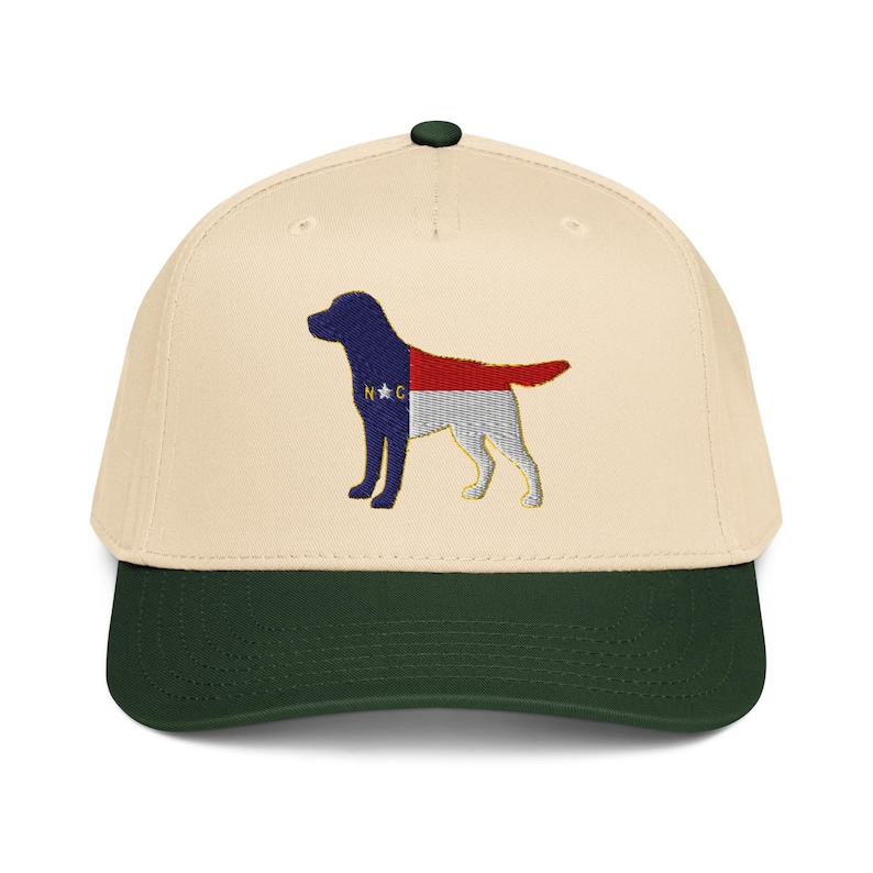 North Carolina Flag Labrador Hat | NC Lab Dog 5 Panel Cap | Retro NC Snapback | Tar Heel State Dog Hat | NC Gift