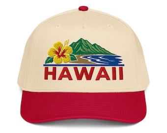 Hawaii Hibiscus Embroidered Hat, Hawaiian Island Cap, Hawaii Gift for Her