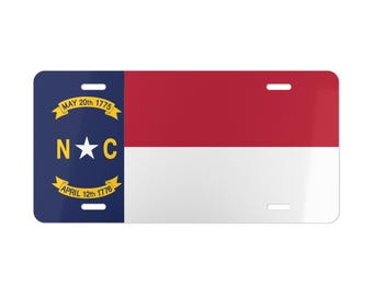 North Carolina Flag Vanity Plate | NC License Plate | NC Front Car Tag | North Carolina State Pride Car Accessory
