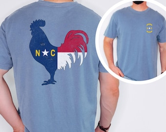 North Carolina Rooster Tee - Farmhouse Style Unisex T-Shirt, Country Roots Apparel, NC Pride Shirt, Rural Heritage Gift, Garment-Dyed Top