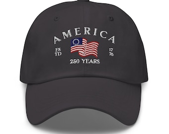 America 250 Years Dad Hat, Vintage 1776 Embroidered Cap, Patriotic 4th of July Gift, Semiquincentennial Anniversary Hat