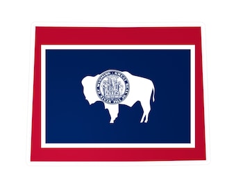 Wyoming State Shape Sticker, WY Flag Decal, Wyoming Gift for Her