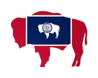 Wyoming Bison Sticker, WY State Flag Decal, Wyoming Gift for Her
