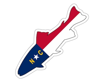 Trout Stickers, Vinyl Decals, North Carolina State Flag, Fishing Laptop Decal, River Fish Die-Cut Decals, Unique Gift for Fisherman