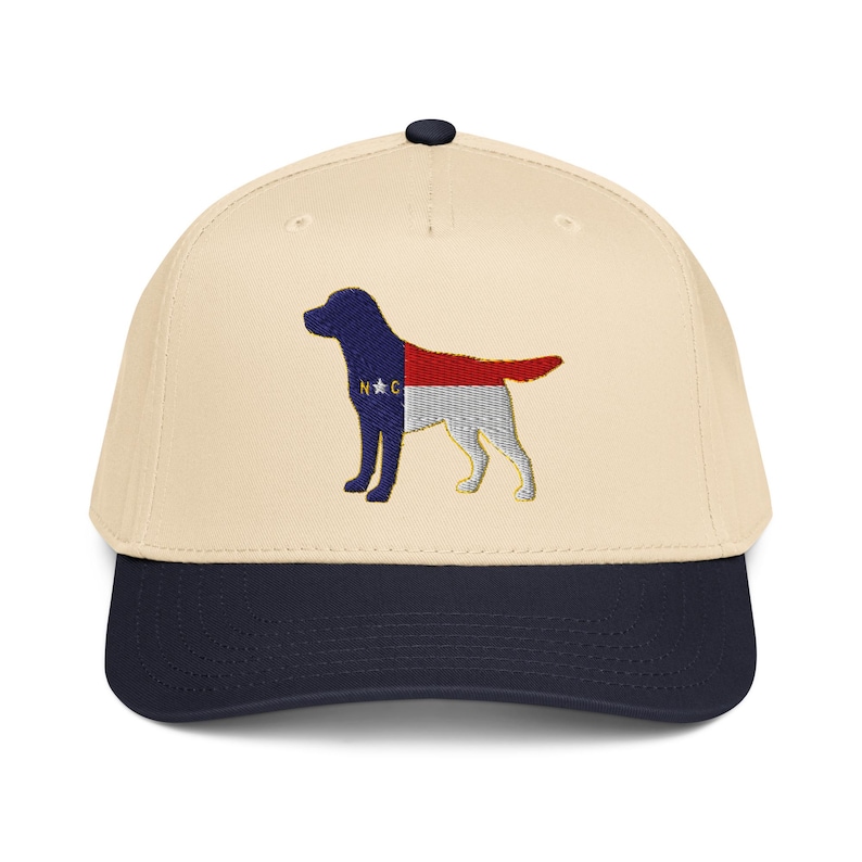 North Carolina Flag Labrador Hat | NC Lab Dog 5 Panel Cap | Retro NC Snapback | Tar Heel State Dog Hat | NC Gift