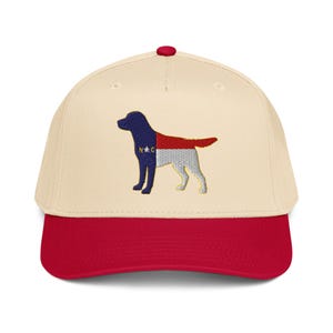 North Carolina Flag Labrador Hat | NC Lab Dog 5 Panel Cap | Retro NC Snapback | Tar Heel State Dog Hat | NC Gift