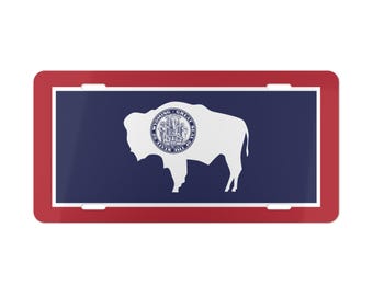 Wyoming State Flag License Plate, WY Bison Plate, Wyoming Gift for Him