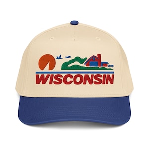 Wisconsin Retro Hat | Wisconsin State Pride 5 Panel Cap | Vintage Wisconsin Snapback | Badger State Hat | WI Gift