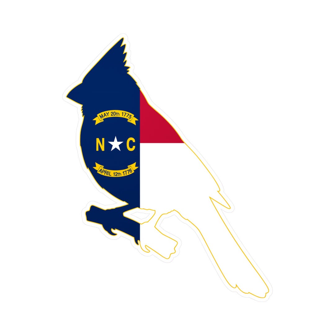 North Carolina Flag Cardinal Sticker | NC State Pride Bird Decal | Tar ...