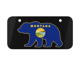 Montana Grizzly Mini Plate, MT Bear Golf Cart Plate, Montana Gift