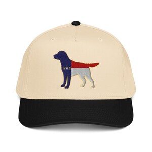 North Carolina Flag Labrador Hat | NC Lab Dog 5 Panel Cap | Retro NC Snapback | Tar Heel State Dog Hat | NC Gift