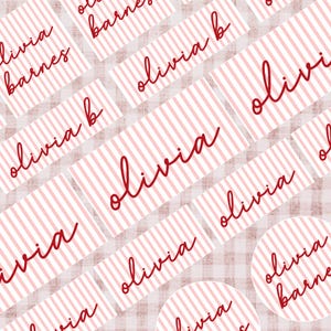 Etiquetas termoadhesivas fáciles para ropa infantil con rayas y nombres personalizados (paquetes de 68/158 etiquetas) para uniformes, bolsos y chaquetas (075)