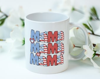 Kubek American Mama: Ręcznie robiony patriotyczny ceramiczny kubek do kawy