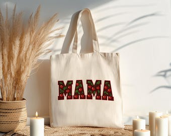 Torba płócienna z ręcznie malowanym kwiatem wiśni – Mama Bag