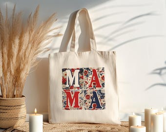 Torba typu tote z motywem kwiatowym American Mama: spersonalizowana płócienna torba dla mamy