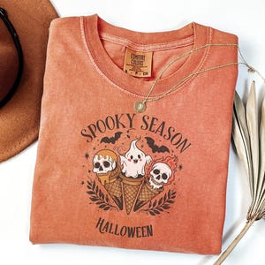 Spooky Season Halloween Ice Cream Comfort Colors® T-Shirt, Cute Ghost & Skull Comfort Colors Tee, Funny Summerween Aesthetic T-Shirt