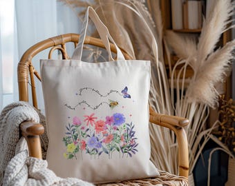 Floral Protest Canvas Tote Bag: Feminist Anti Trump Political Art