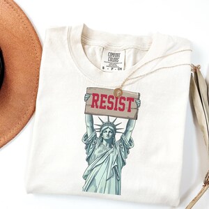 Handmade Resist Comfort Colors® Shirt for Protesters, Anti Trump Political Shirt, Pro Democracy Activist Feminist Liberal Resistance Tee