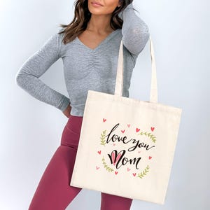 Love You Mom Tote Bag for Trendy Moms, Handmade Love You Mom Handbag, Chic Love You Mom Tote Bag, Mom Bag, Mama Bag, Mothers Day Gift