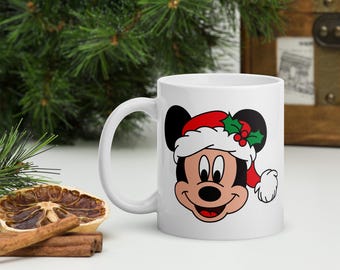 Kerstmok kerstman Mickey, koffiekopje vakantie, schattige mok kerstman Mickey Mouse, feestelijke cacaokop, op Disney geïnspireerd kerstcadeau