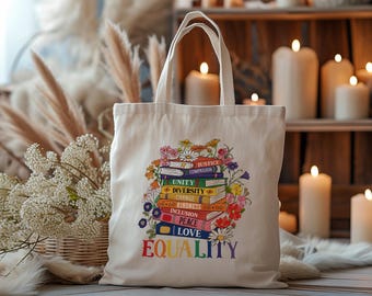 Torba płócienna „Equality Book Stack”: aktywistka feministka