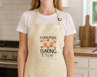 Tablier de Noël, tablier de cuisine personnalisé pour les fêtes, cadeau de chef en biscuits au pain d'épice