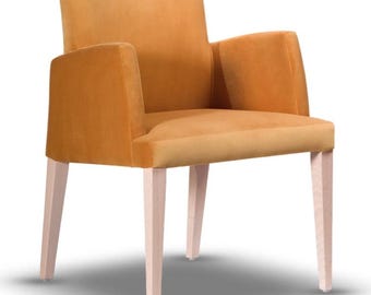 MAGNUS Armchair Dining Chair, Beechwood Frame,Modern Minimalist Design, Beech Wood Armchair, Upholstered Seat,Modern Dining