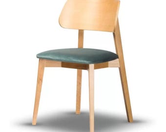 DARO Stuhl - Esszimmerstuhl aus massivem Buchenholz mit gepolstertem Sitz, skandinavischer Stil, Sitzgelegenheiten für zu Hause oder im Café