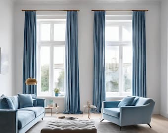 Extra Long Velvet Curtains, 17 Color. Extra Long Custom Drapes for High Ceiling 10, 12, 13, 15, 16, 17, 18, 20, 24 ft Story Window